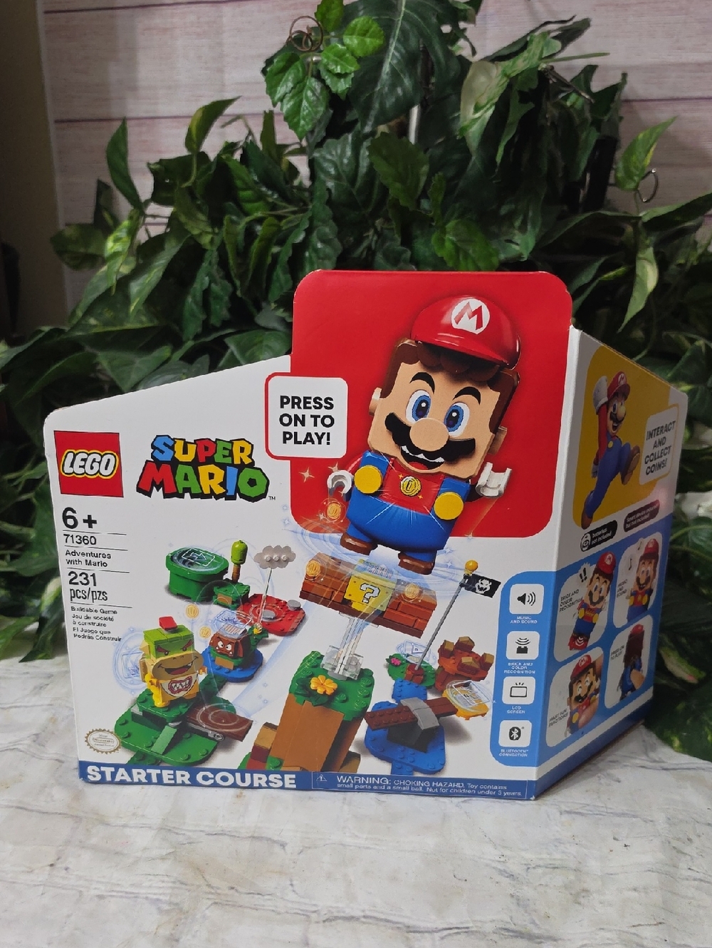 Lego Super Mario Starter Course 71360 Box with Red, Blue, White, Yellow Accents